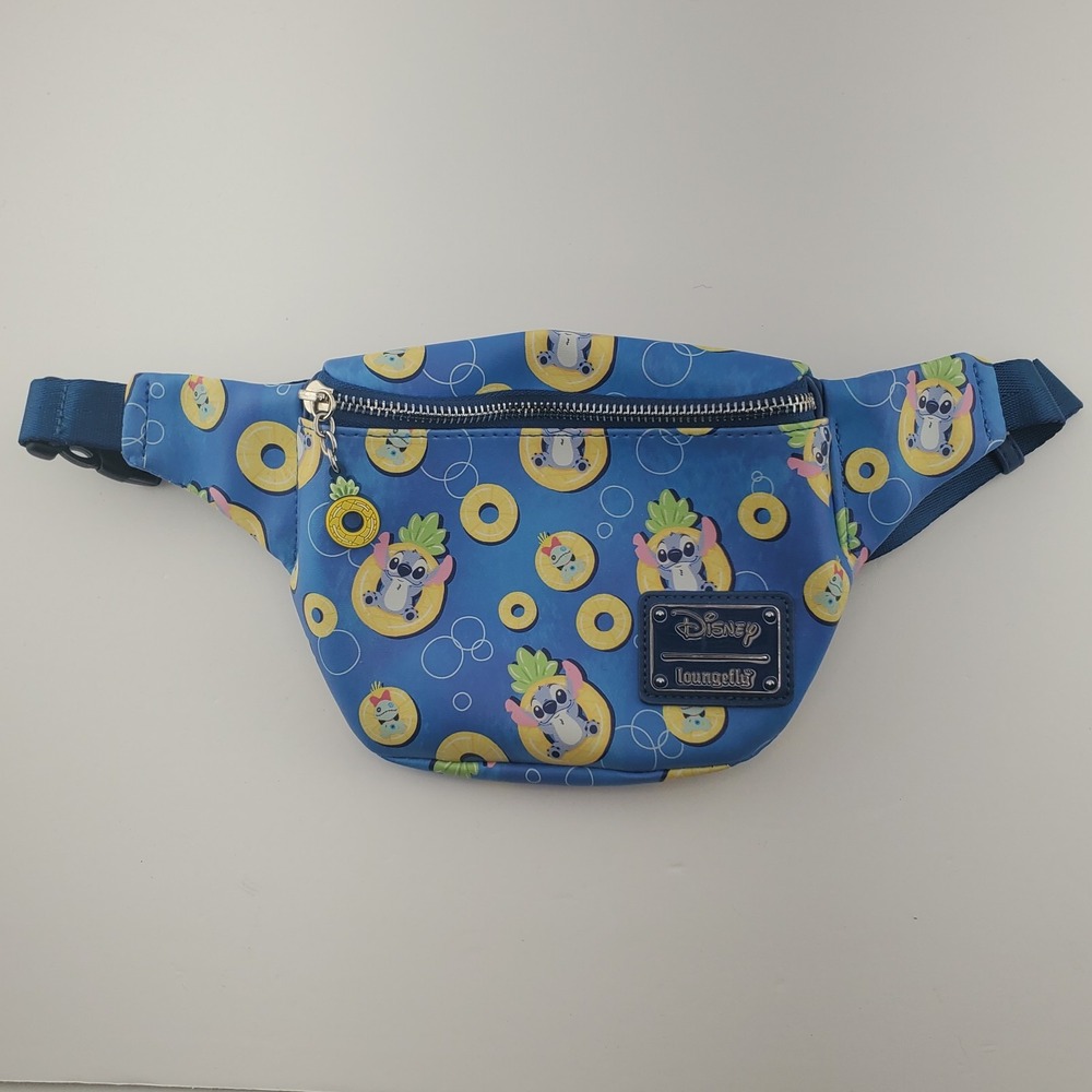 Disney Lilo And Stitch Pineapple Floaty Stitch Fanny Pack Blue Stich and Scrump
